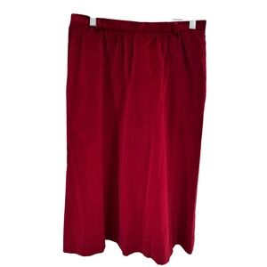Gordon of Philadelphia Red Velvet Midi‎ Skirt Size 14 Pleated Waist Side Pockets